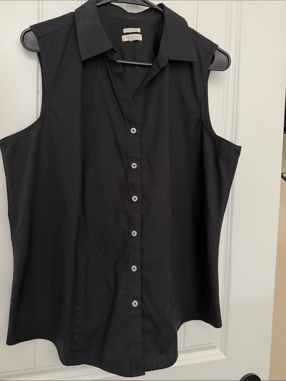 Talbots Black Sleeveless Button-Front Blouse